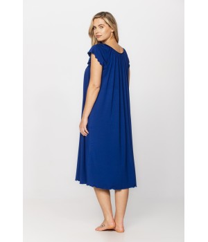 Camisón largo azul de Micromodal visto de espaldas